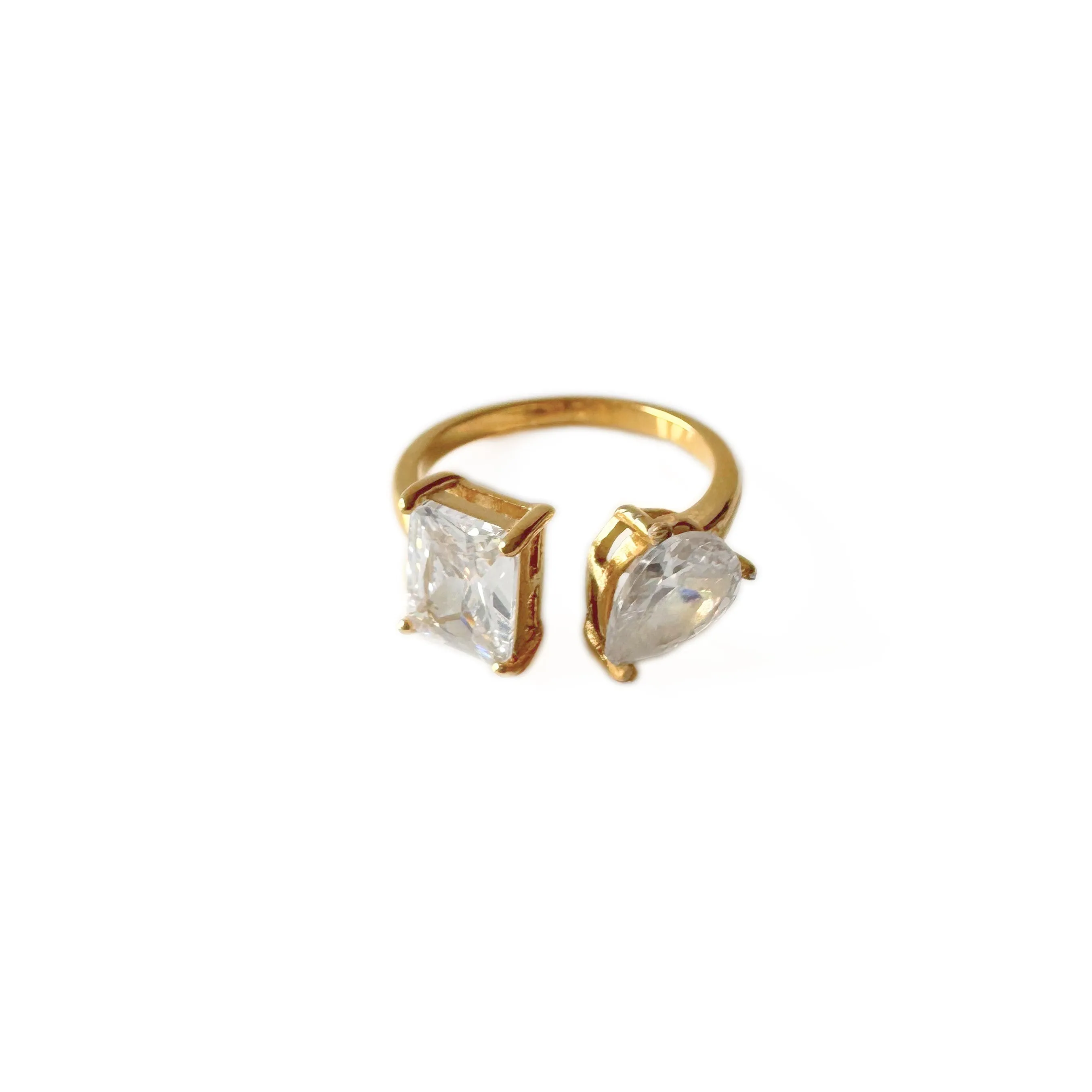 Lanie Luxe 18k Gold Plated Asymmetric Jewel Ring sold by Luxe Tones