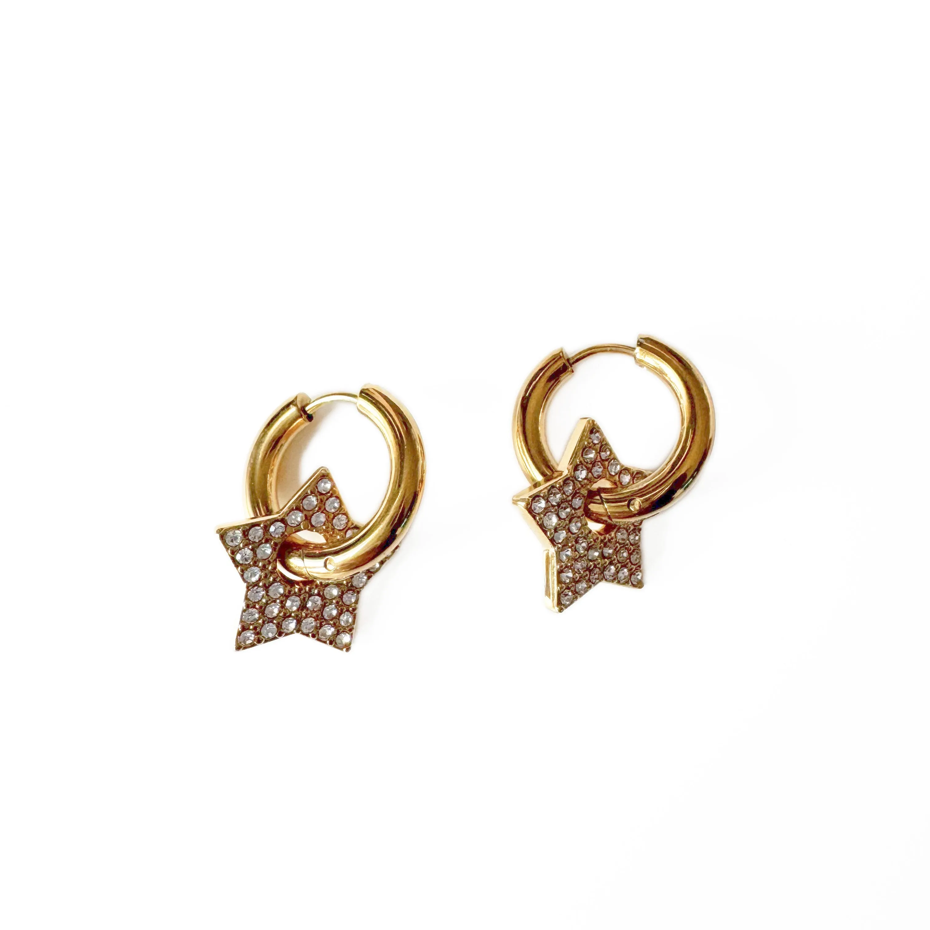 Seren 18k Gold Plated Pave Star Huggie Earrings sold by Luxe Tones product image thumbnail 2