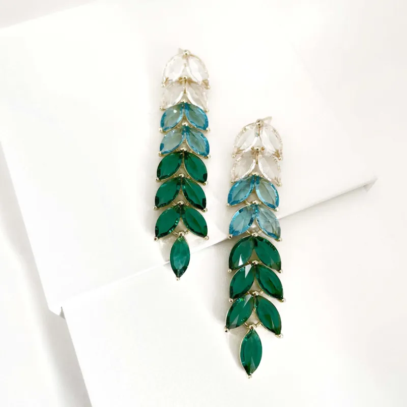 India Jewelled Ombre Drop Earrings sold by Luxe Tones