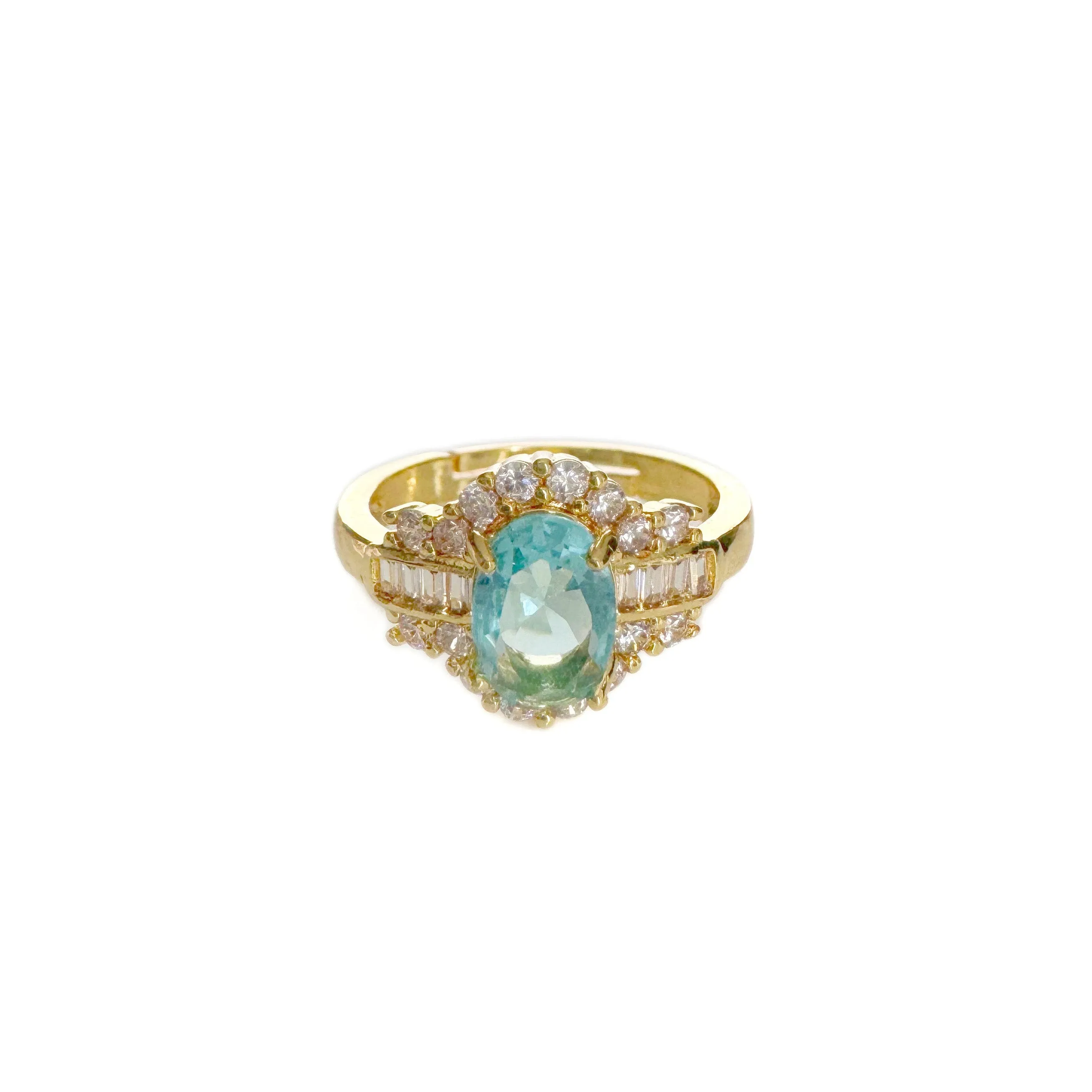 Theodora Gold Band Aqua Gem Ring sold by Luxe Tones