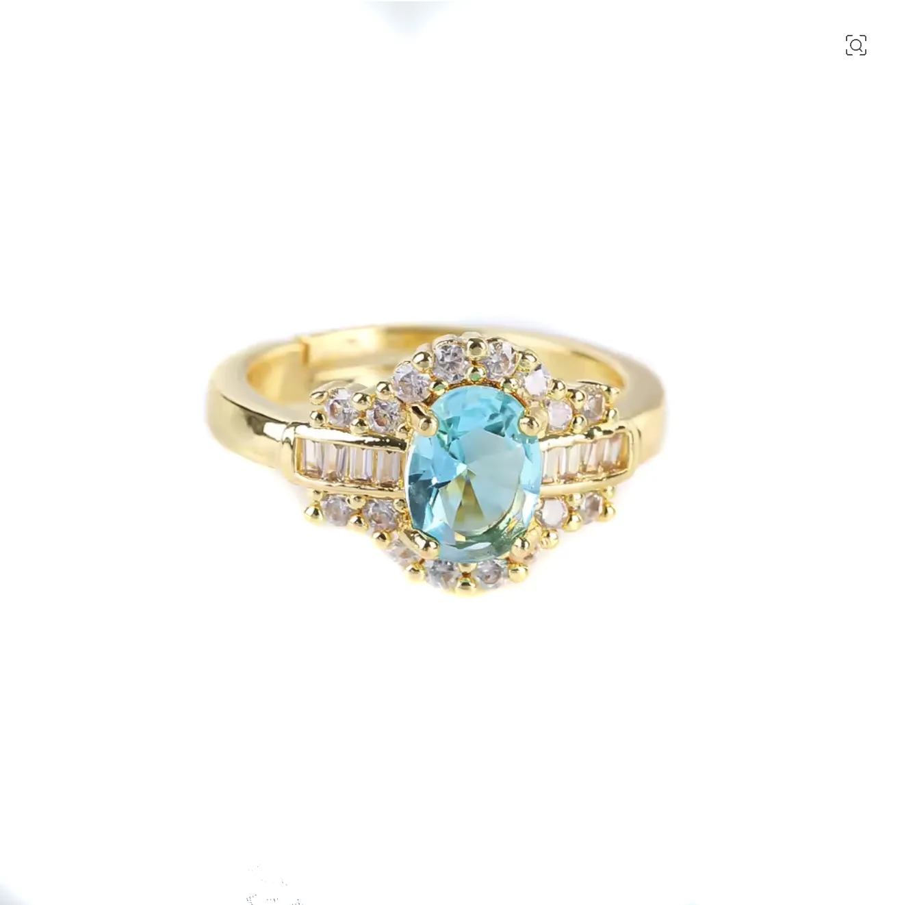 Theodora Gold Band Aqua Gem Ring sold by Luxe Tones product image thumbnail 2
