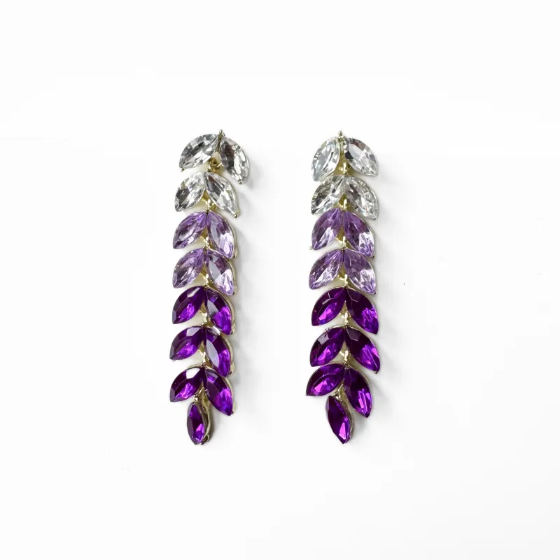 India Jewelled Purple Ombre Drop Earrings sold by Luxe Tones