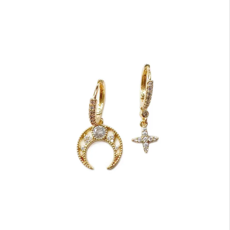 Calliope Luxe 18k Gold Plated Jewelled Mismatched Earrings sold by Luxe Tones