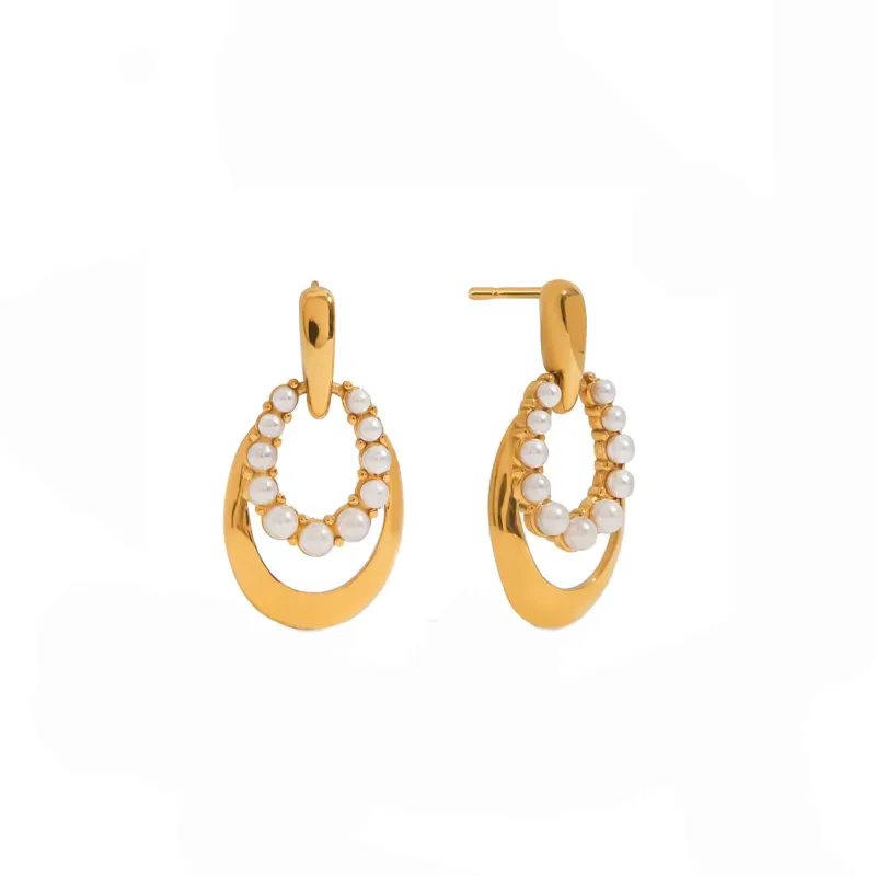 Elodia Luxe 18k Gold Plated Pearl Drop Earrings sold by Luxe Tones