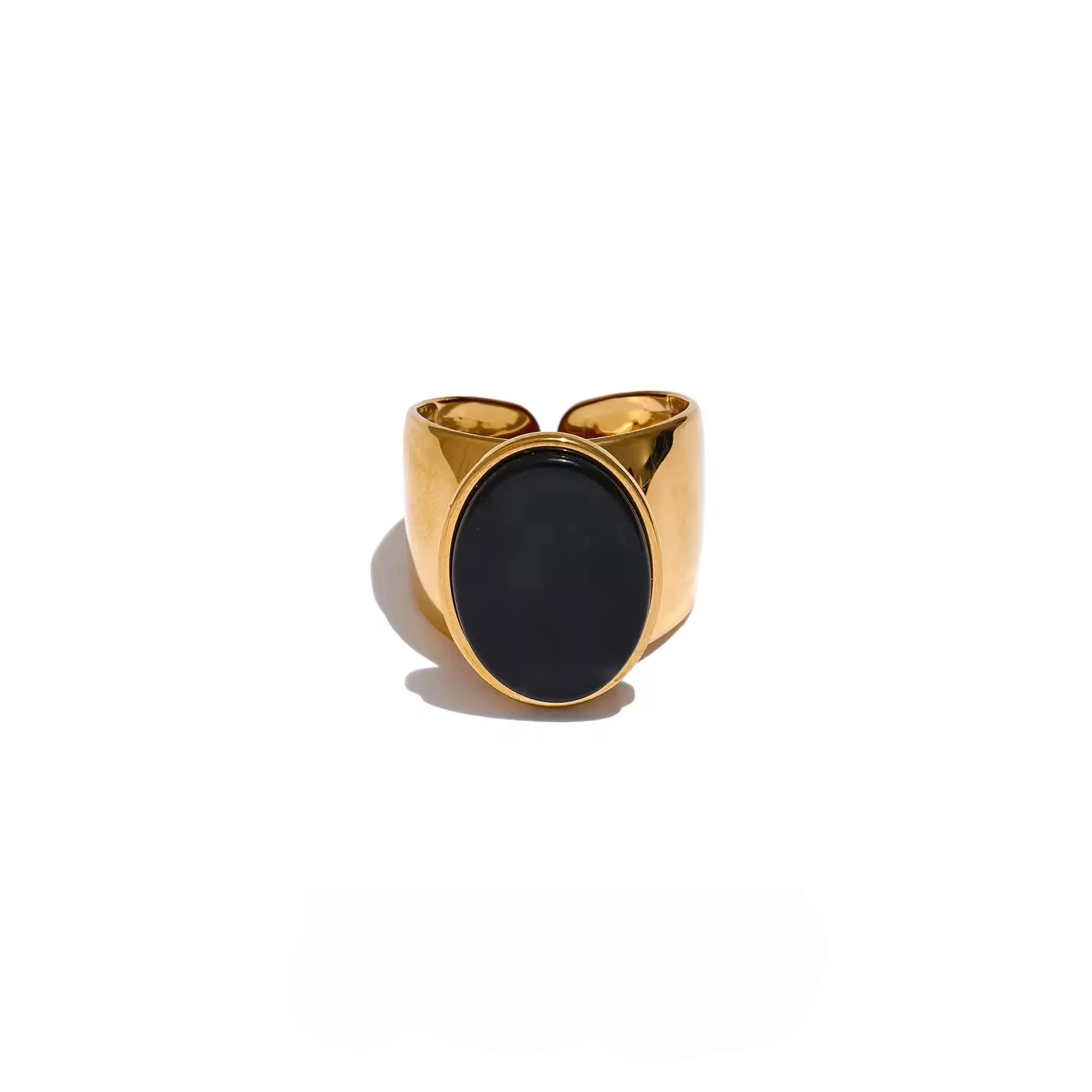Obsidia Luxe 18k Gold Plated Black Stone Statement Ring sold by Luxe Tones