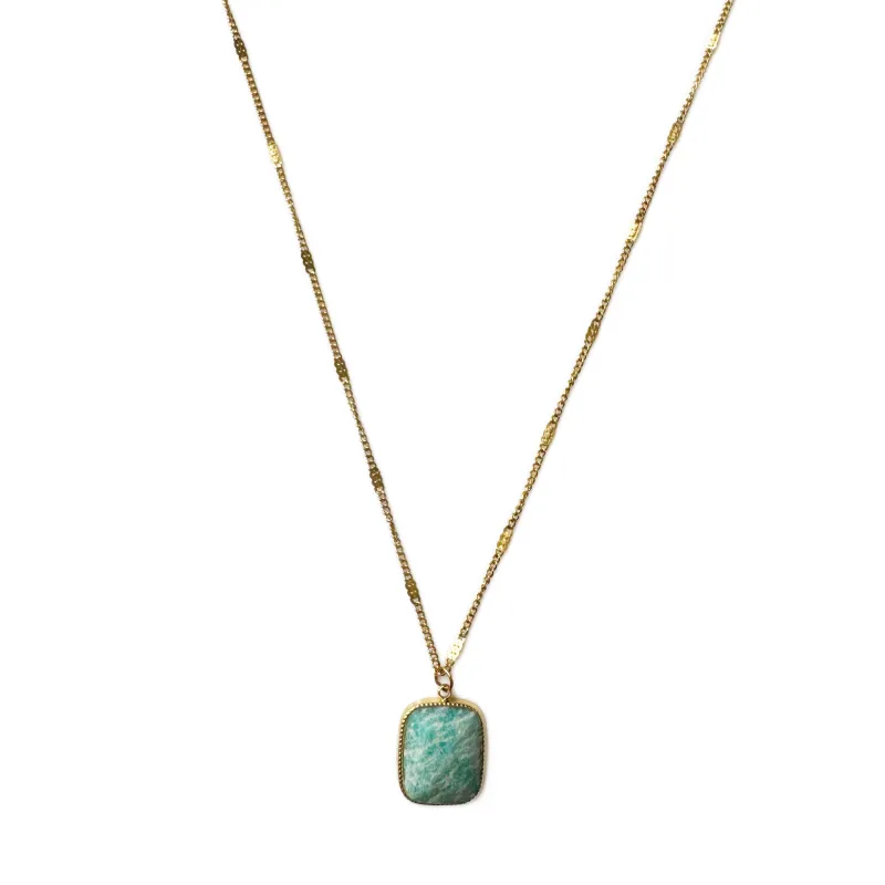 Elysia 18k Gold Plated Turquoise Stone Pendant Necklace sold by Luxe Tones