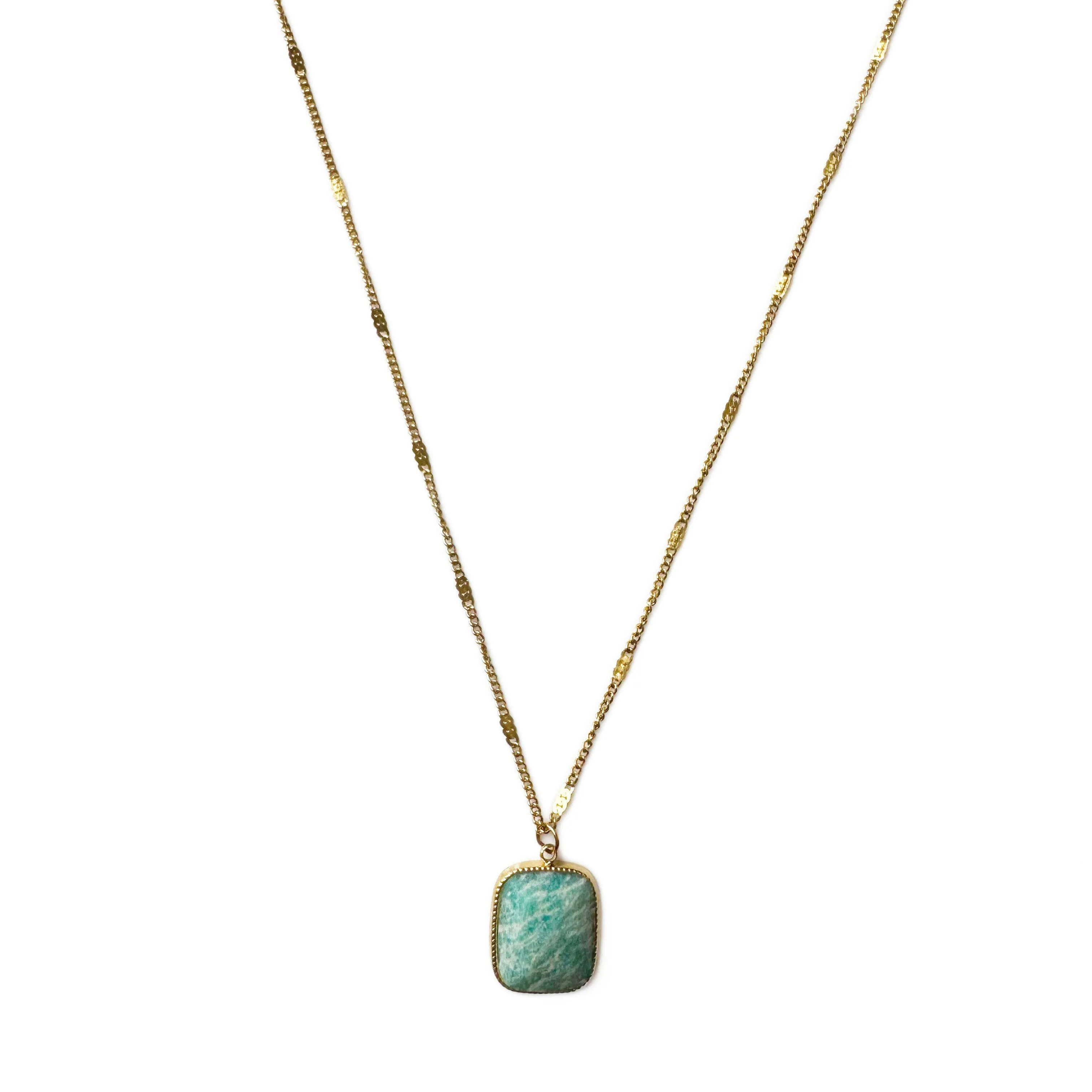 Elysia 18k Gold Plated Turquoise Stone Pendant Necklace sold by Luxe Tones
