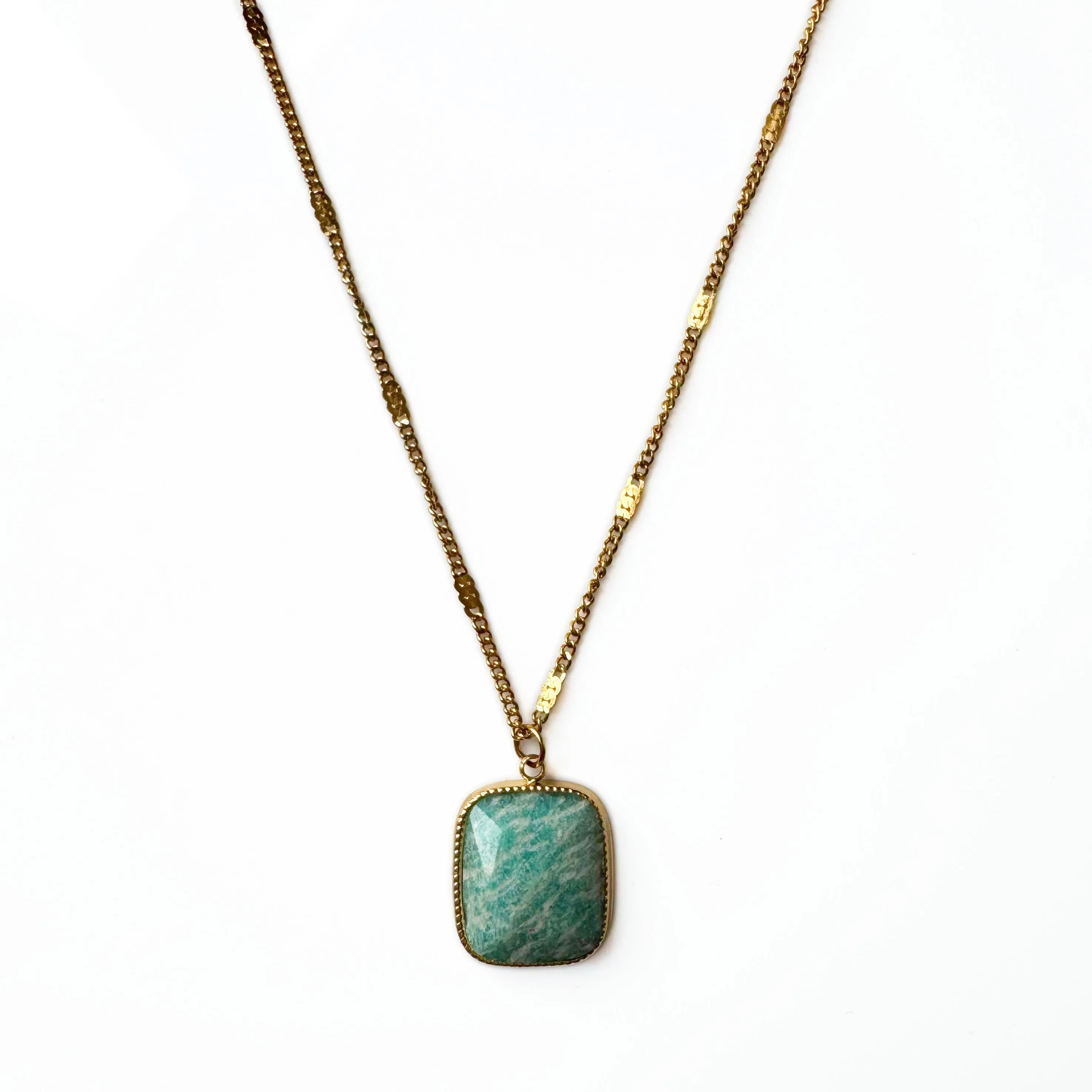 Elysia 18k Gold Plated Turquoise Stone Pendant Necklace sold by Luxe Tones product image thumbnail 2