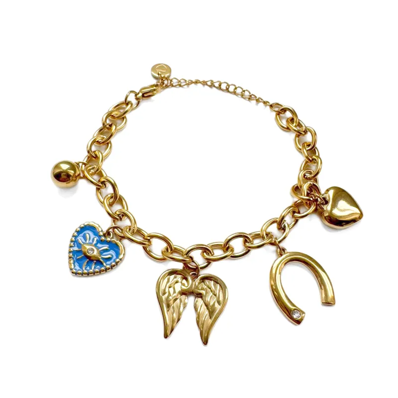 Amalfi Luxe 18k Gold Plated Multi Charm Bracelet sold by Luxe Tones