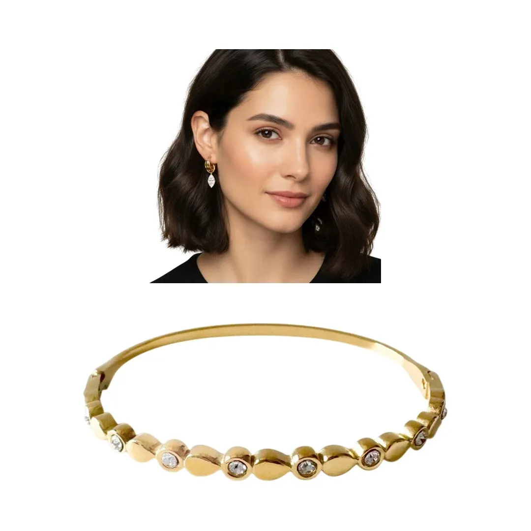 Luxe Gold Plated Earrings & Crystal Bangle Bundle sold by Luxe Tones
