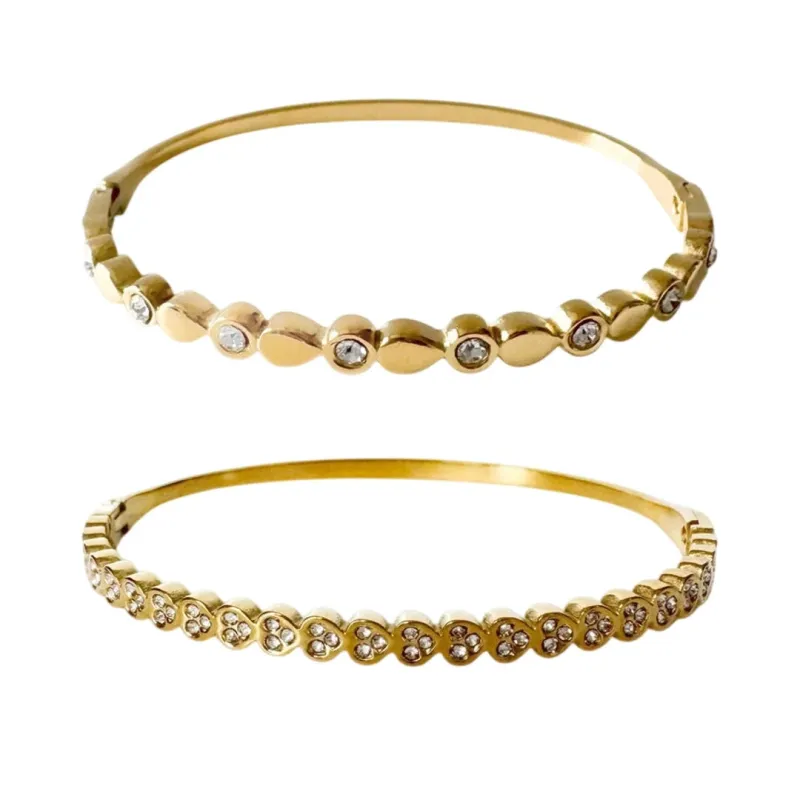 Luxe Gold Plated Crystal Bangle & Jewelled Bracelet Bundle sold by Luxe Tones