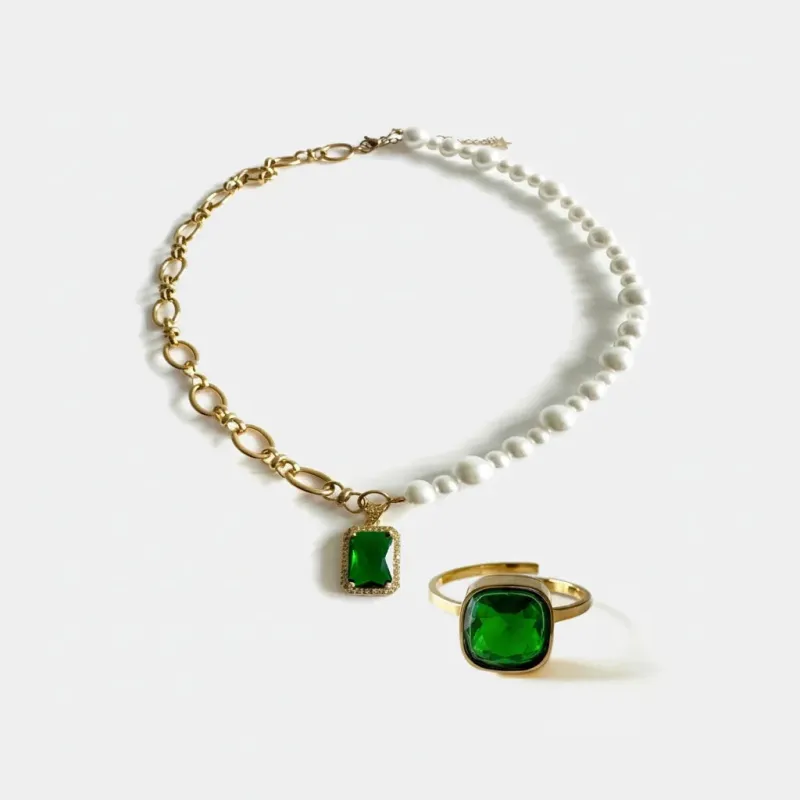 The Kiki Boho Seafoam Necklace & Bracelet Set made by Luxe Tones