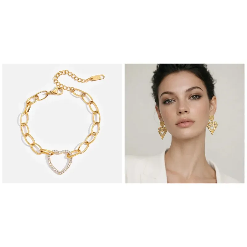 Love & Luck 18k Gold Plated Heart Jewellery Bundle made by Luxe Tones