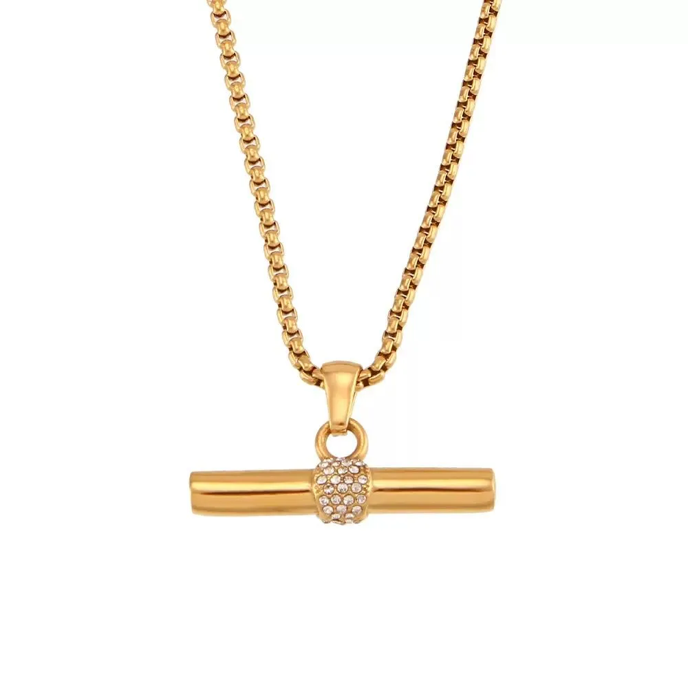 Chunky Gold T Bar Necklace – Carissa Luxe 18k Gold Plated sold by Luxe Tones product image thumbnail 2