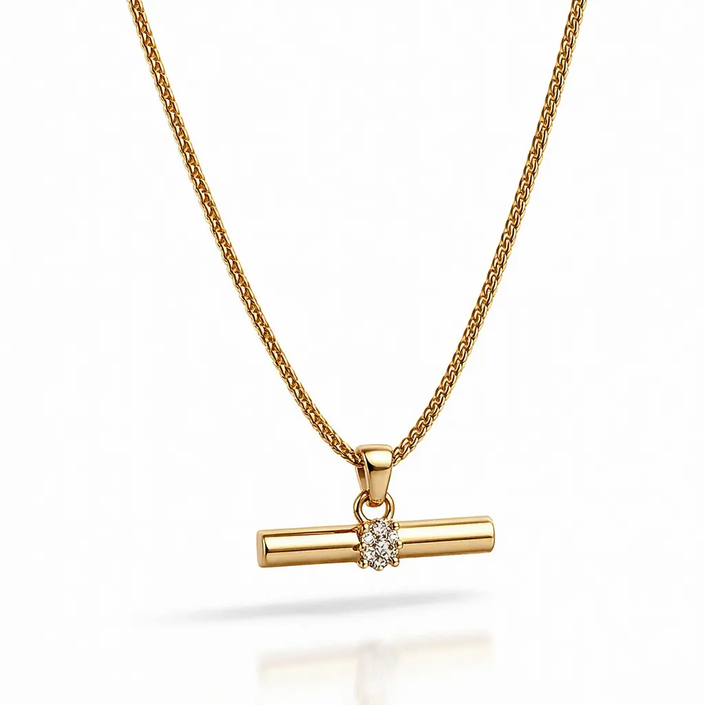 Chunky Gold T Bar Necklace – Carissa Luxe 18k Gold Plated sold by Luxe Tones