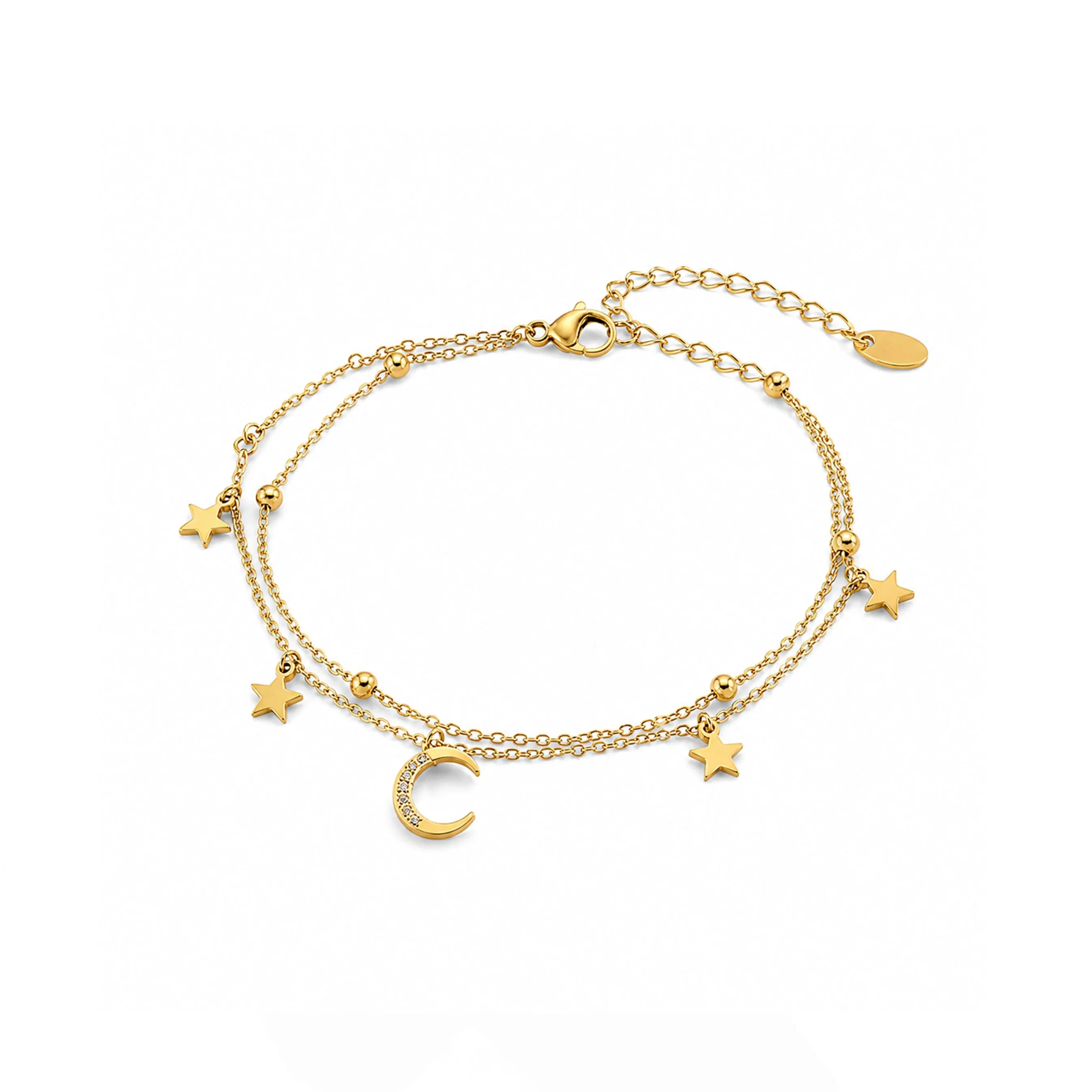 Ariel Luxe 18k Gold Plated Moon and Star Charm Anklet sold by Luxe Tones product image thumbnail 2