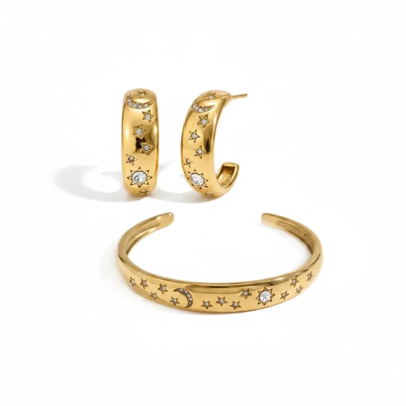 The Celestial Earrings & Bracelet Set made by Luxe Tones