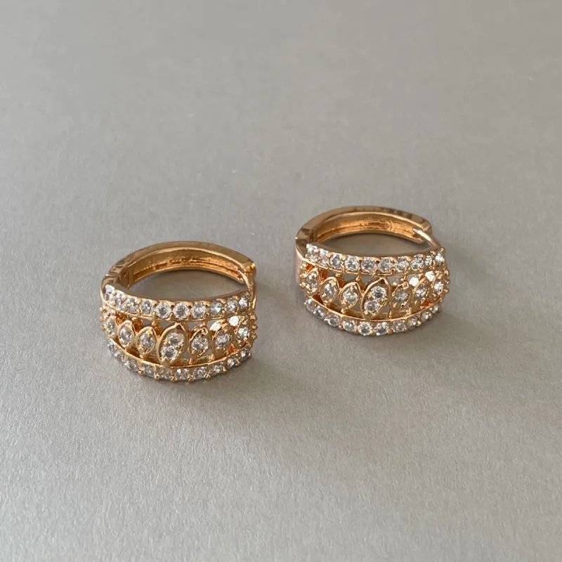 Sophia Jewelled Gold Hoops Earrings sold by Luxe Tones