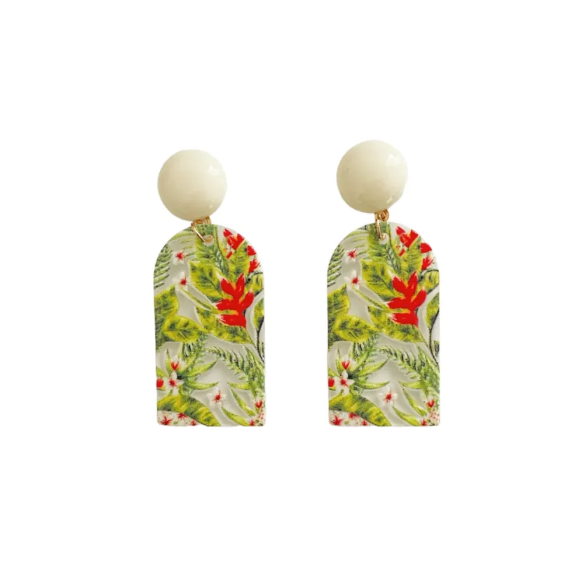Ivy Transparent Statment Floral Earrings sold by Luxe Tones