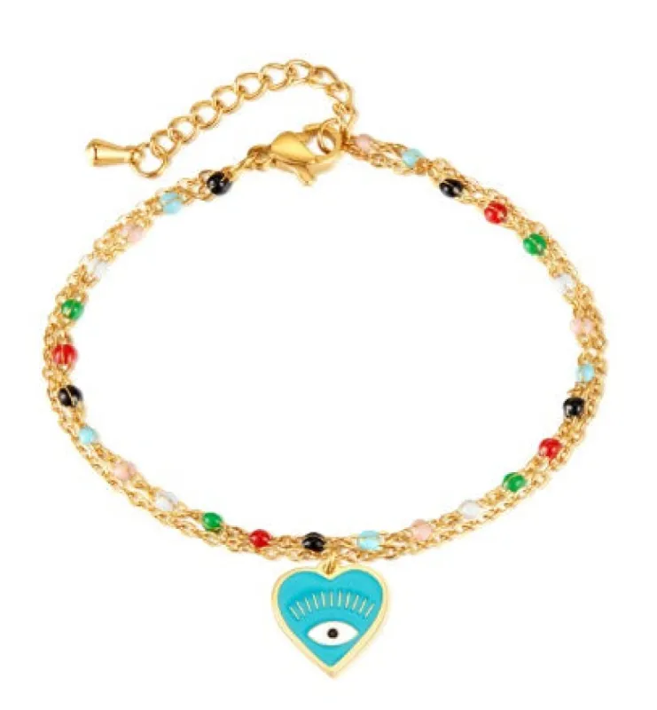 Henna Luxe 18k Gold Plated Evil Eye Bracelet sold by Luxe Tones