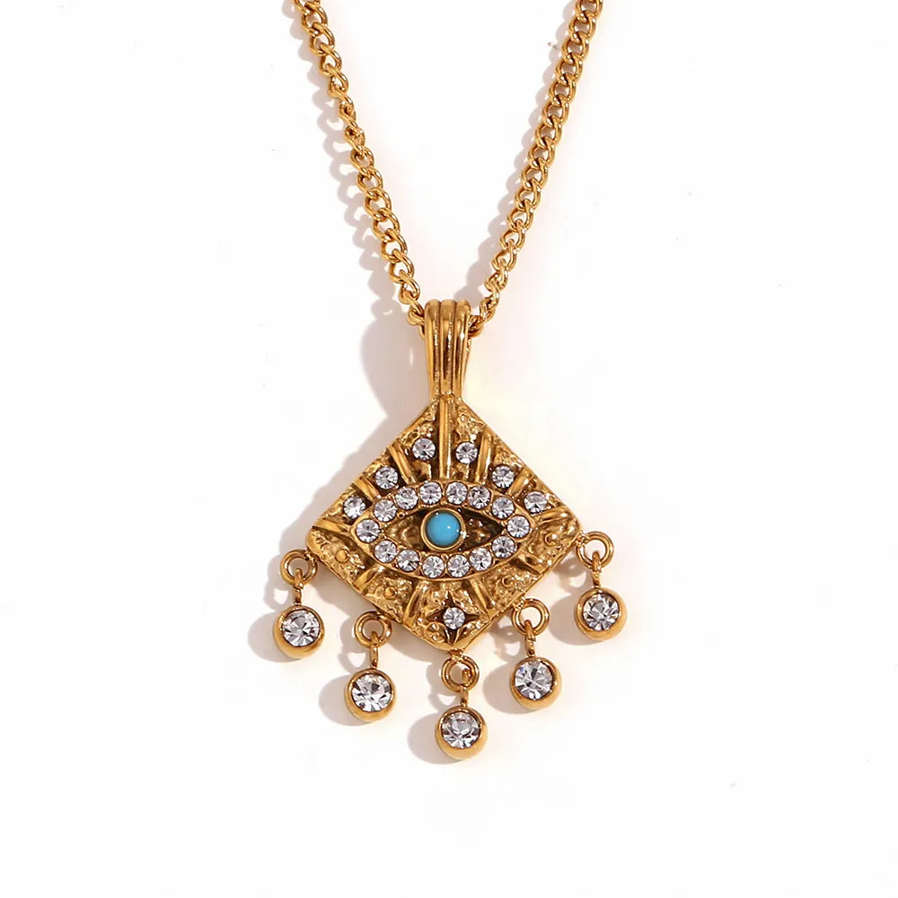 Deena Luxe 18k Gold Plated Evil Eye Necklace sold by Luxe Tones