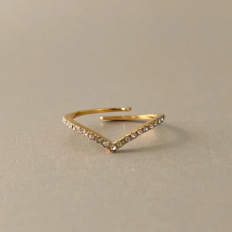 Marina Luxe 18k Gold Plated Skinny Wishbone Ring sold by Luxe Tones