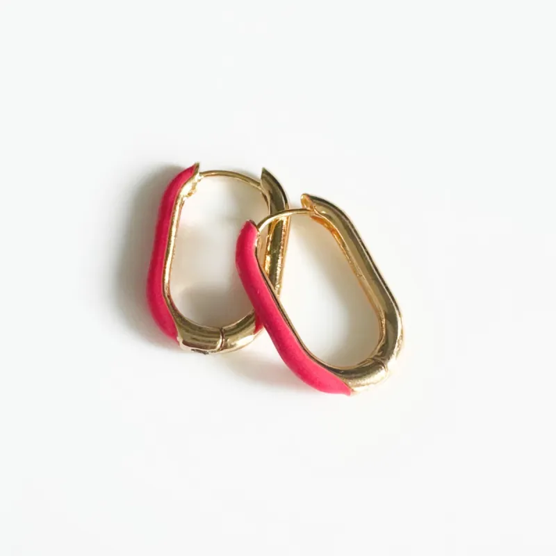 Harper Pink Oval Hoop Earrings sold by Luxe Tones