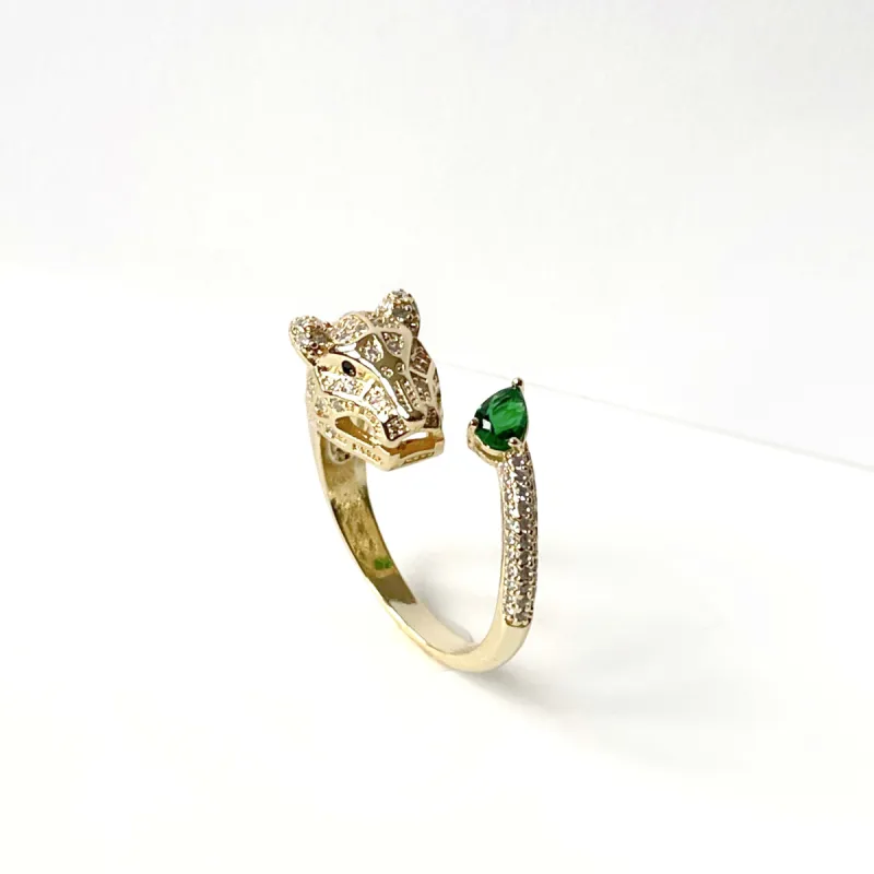 Suri Gold Tone Jewelled Panther Ring made by Luxe Tones