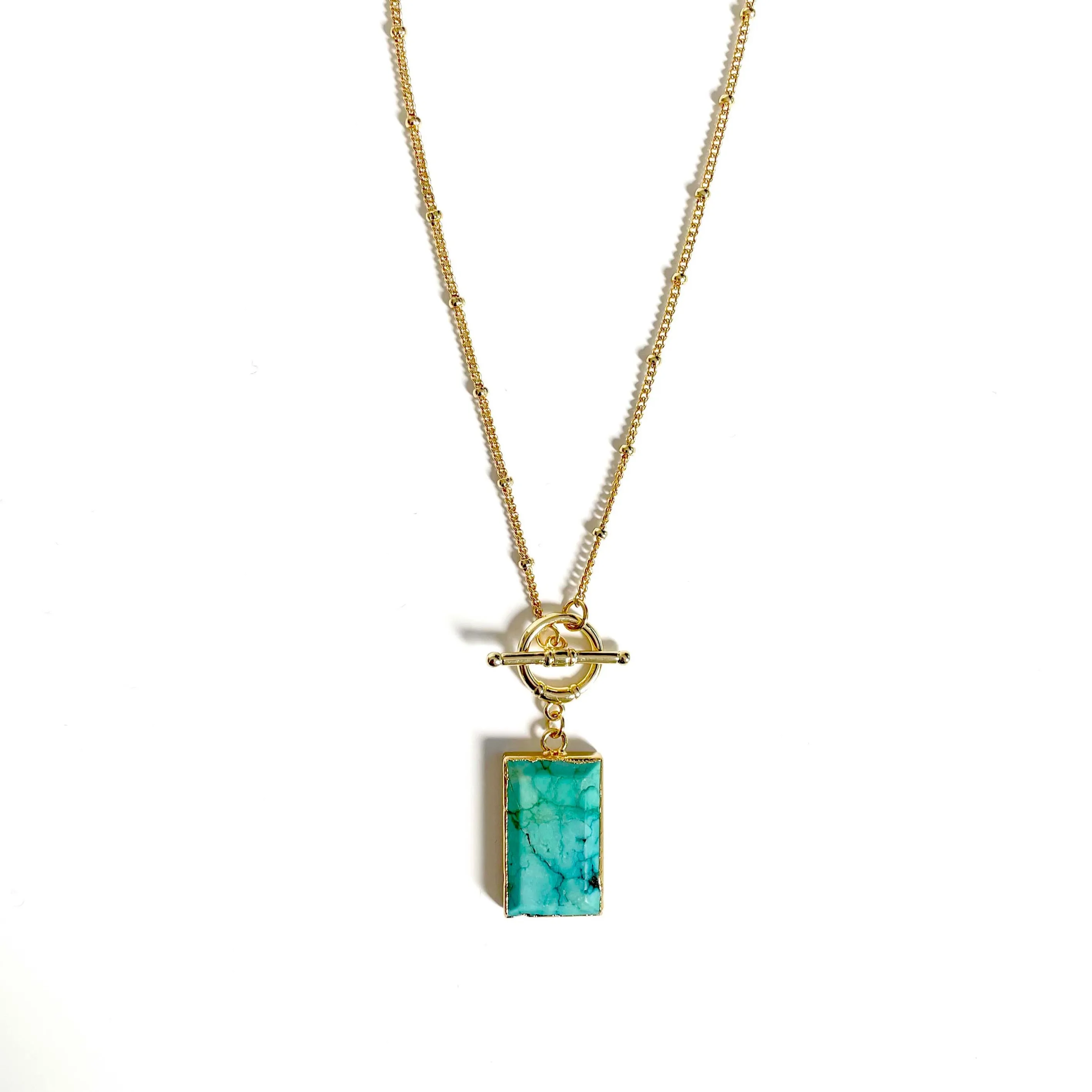 Bali Luxe 18k Gold Turquoise T Bar Necklace sold by Luxe Tones product image thumbnail 3