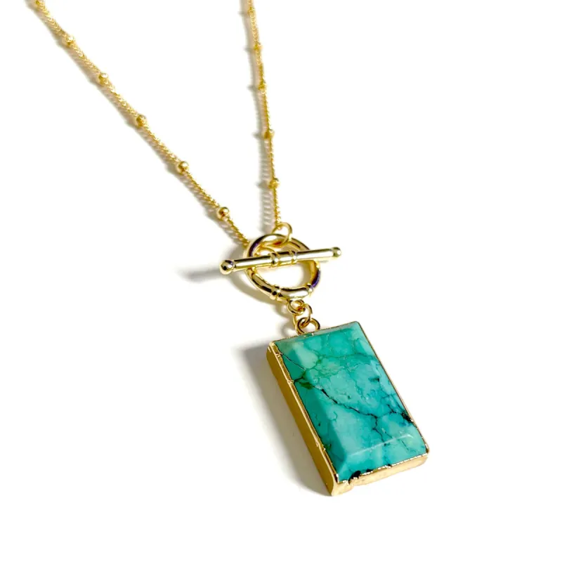 Bali Luxe 18k Gold Turquoise T Bar Necklace sold by Luxe Tones