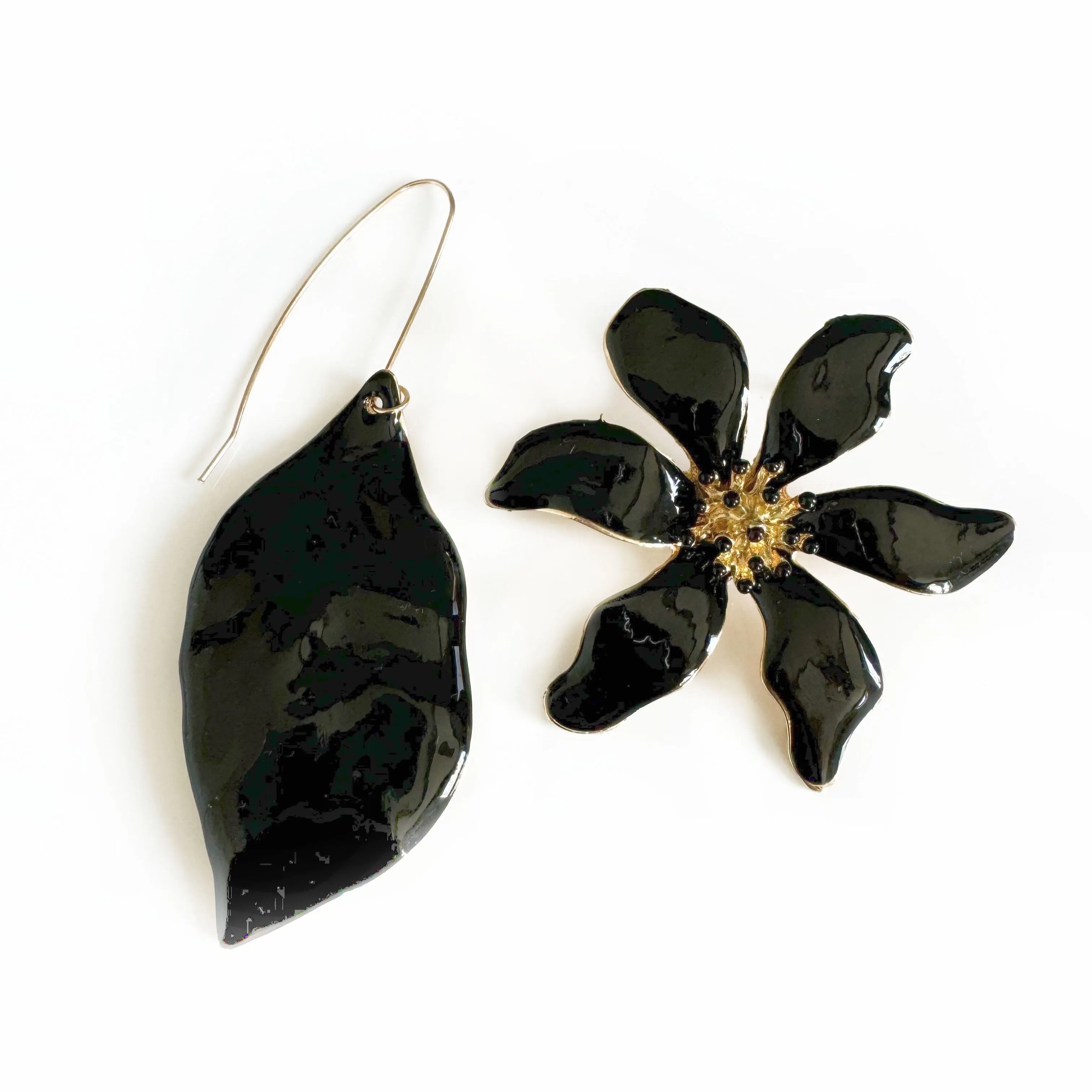 Orla Large Black Statement Mismatch Earrings sold by Luxe Tones