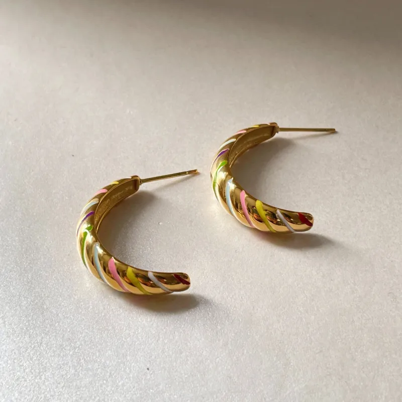 Vaani Luxe 18k Gold Plated Candy Stripe Earrings sold by Luxe Tones