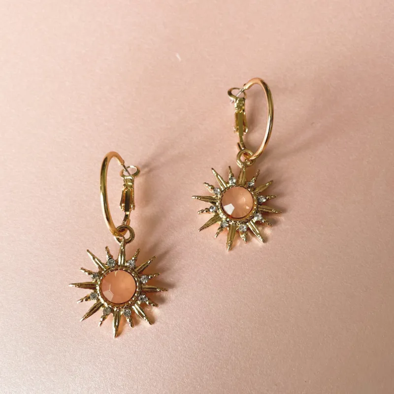 Solina Peach Gem Hoop Earrings sold by Luxe Tones