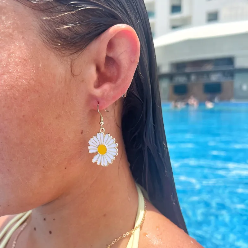 Daisy Enamel Charm Earrings sold by Luxe Tones