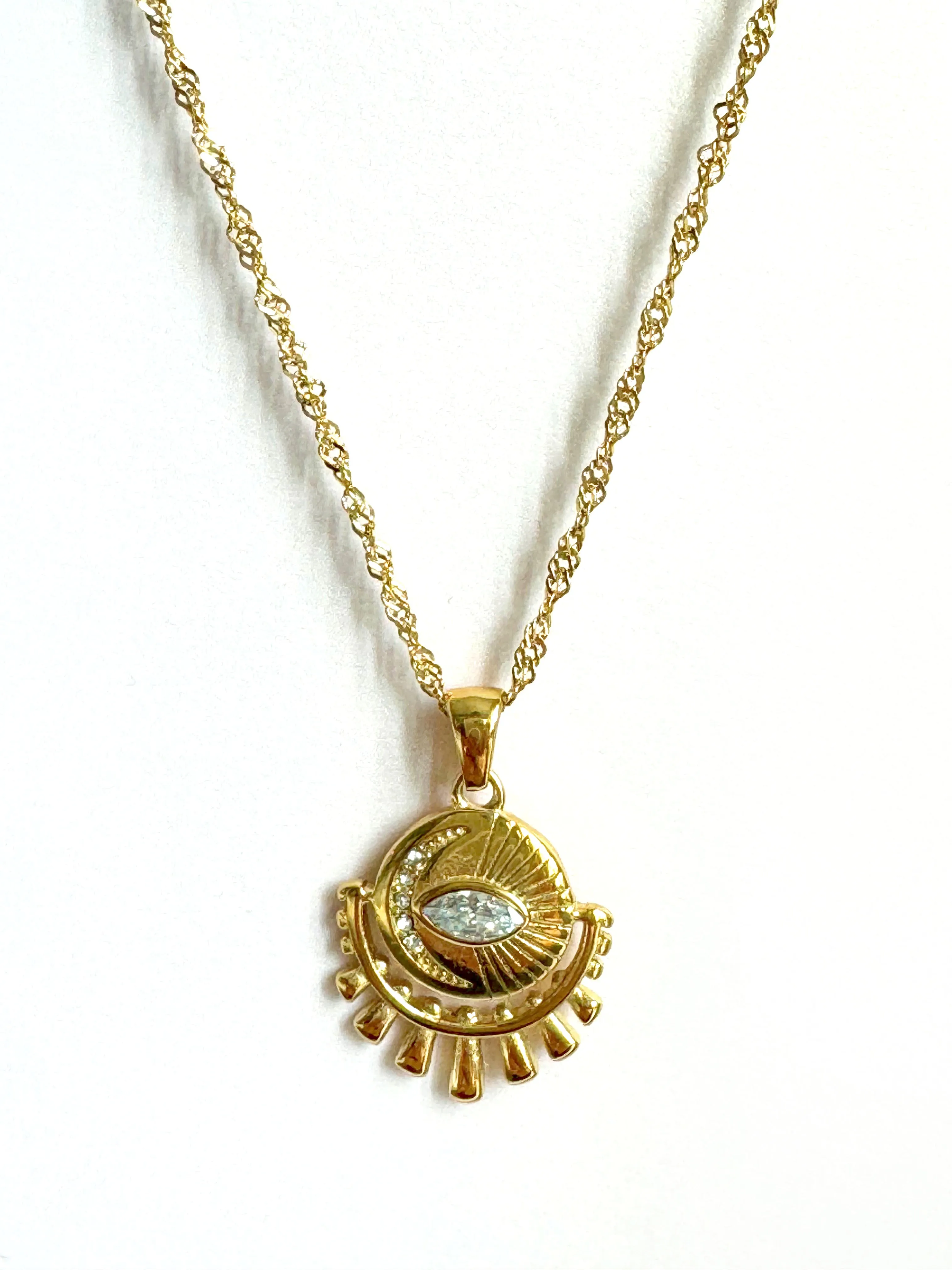 Layla Luxe 18k Gold Plated Evil Eye Necklace sold by Luxe Tones product image thumbnail 2