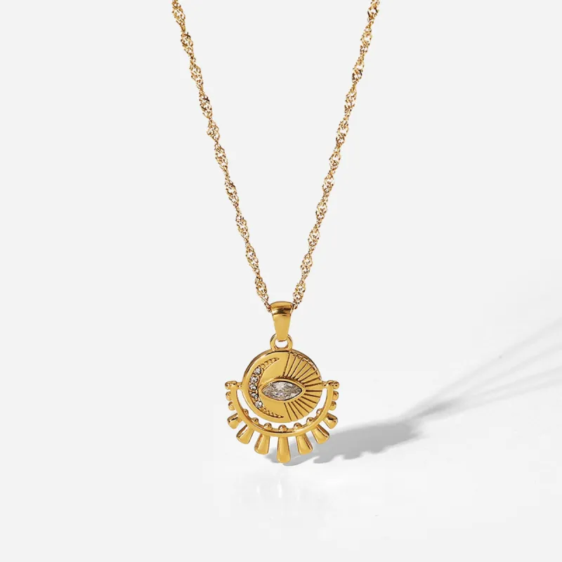Layla Luxe 18k Gold Plated Evil Eye Necklace sold by Luxe Tones