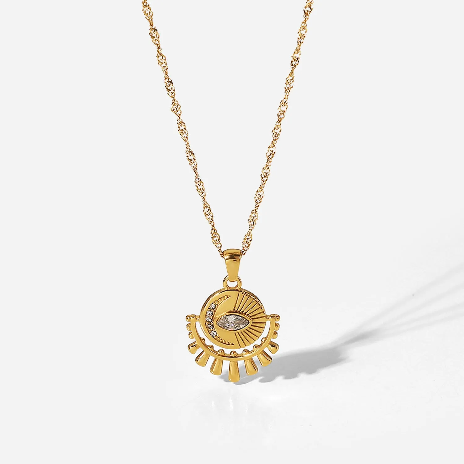 Layla Luxe 18k Gold Plated Evil Eye Necklace sold by Luxe Tones