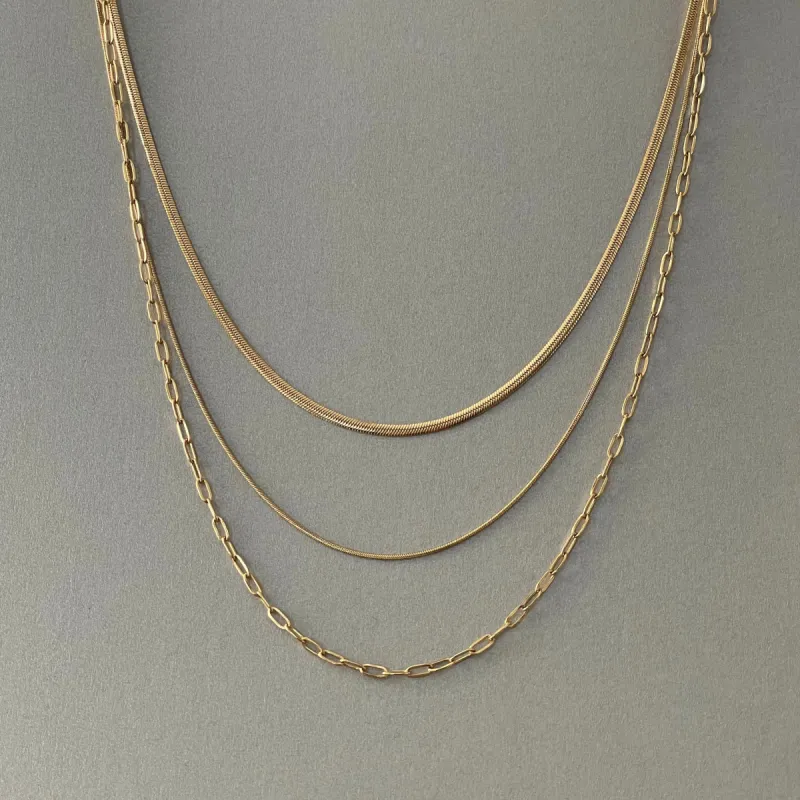 Medea Luxe 18k Gold Plated Triple Layer Necklace sold by Luxe Tones