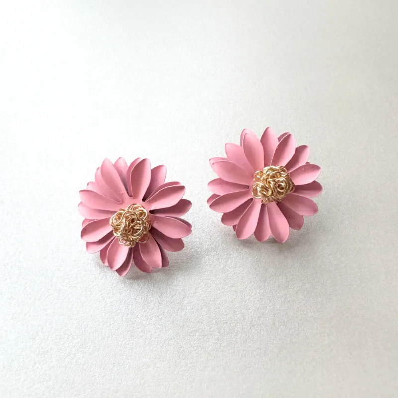 Blossom Pink Floral Stud Earrings sold by Luxe Tones