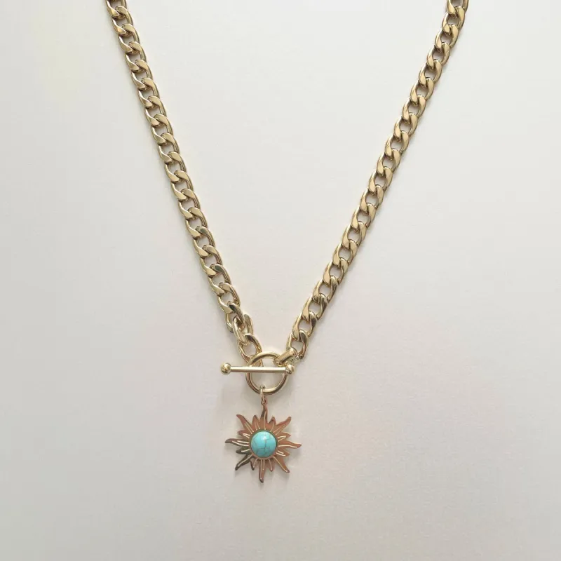Calista Sunburst T Bar Choker Necklace sold by Luxe Tones