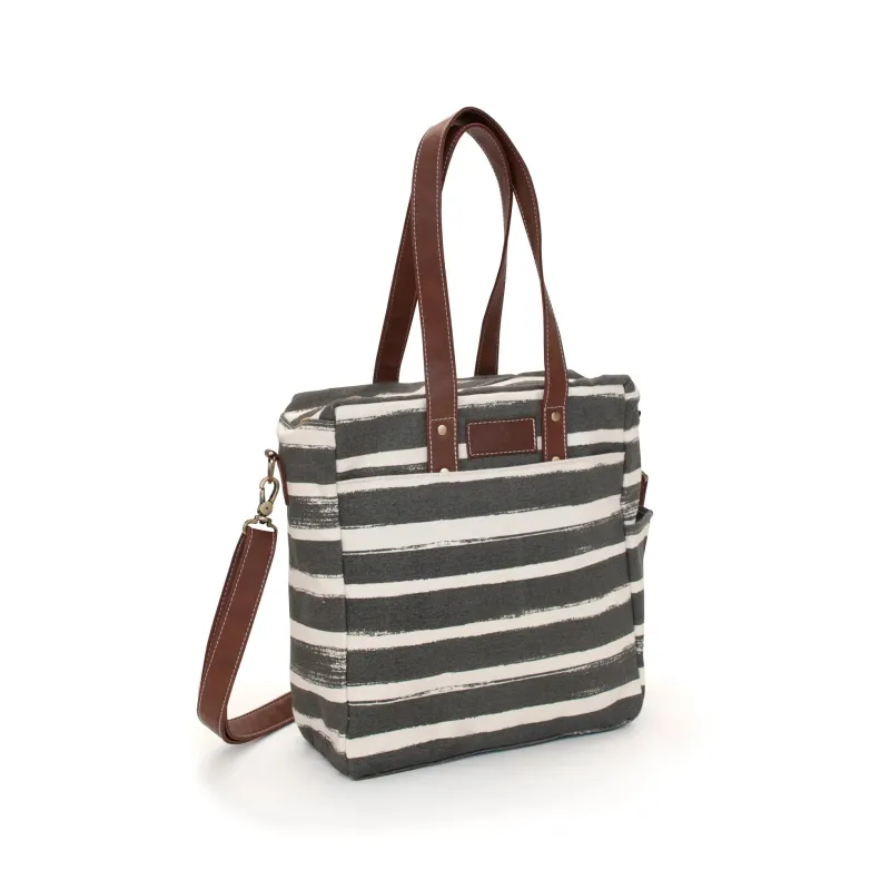 COMMUTER TOTE - CHARCOAL STRIPES, ORIGINAL DESIGN (FINAL SALE) sold by MAIKA