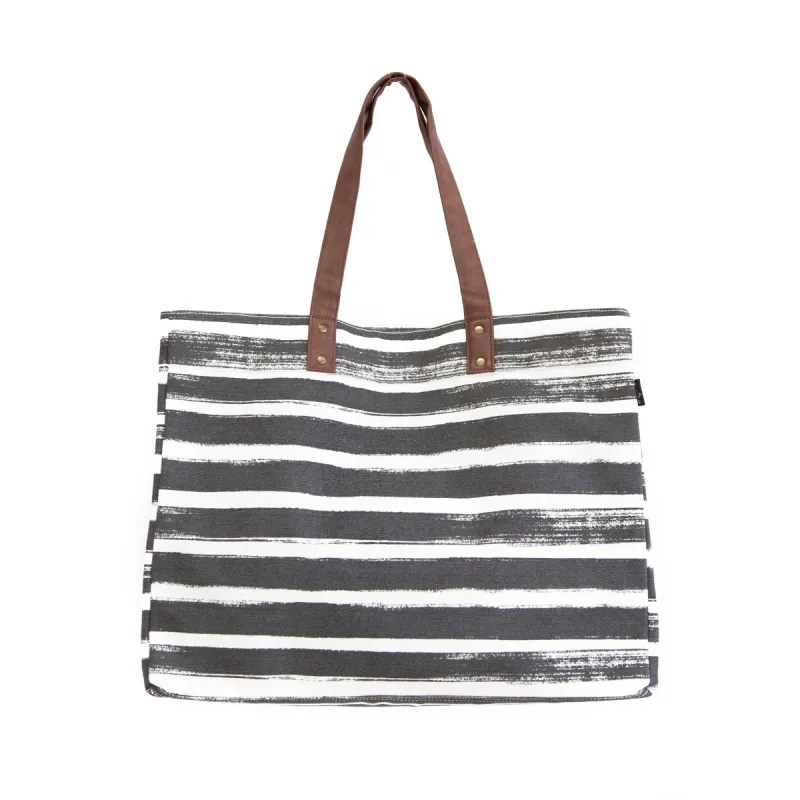 Carryall Tote - Charcoal Stripes sold by MAIKA