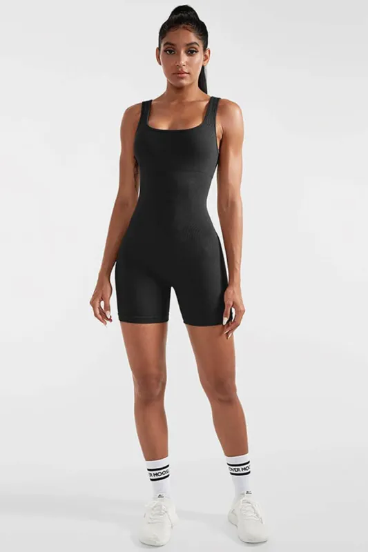 Ribbed Tummy Control Sleeveless Seamless Romper made by MOOSLOVER