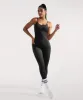 Ribbed Tummy Control Solid Color Spaghetti Strap Seamless Jumpsuit sold by MOOSLOVER