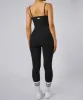 Ribbed Tummy Control Solid Color Spaghetti Strap Seamless Jumpsuit sold by MOOSLOVER