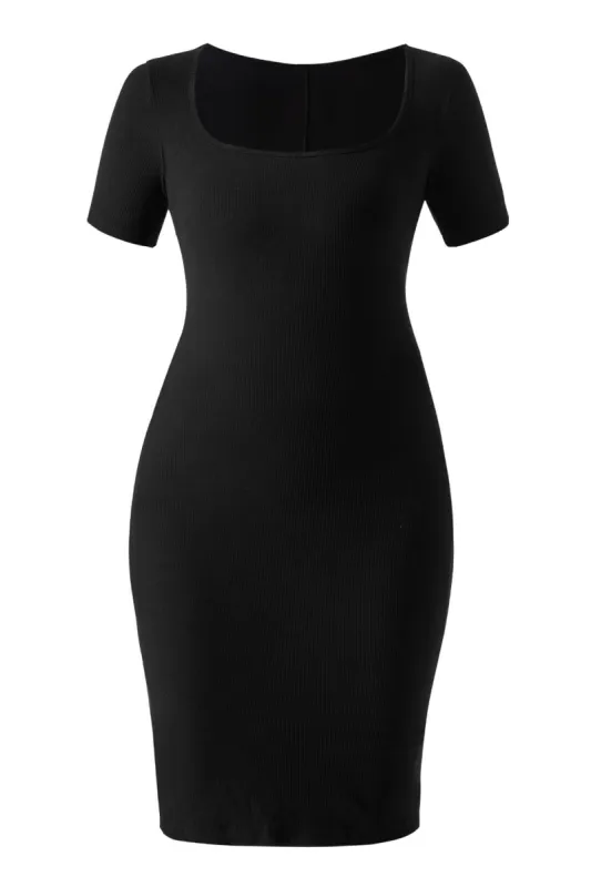 Short Sleeve Midi Dress With Built-In Shapewear sold by MOOSLOVER
