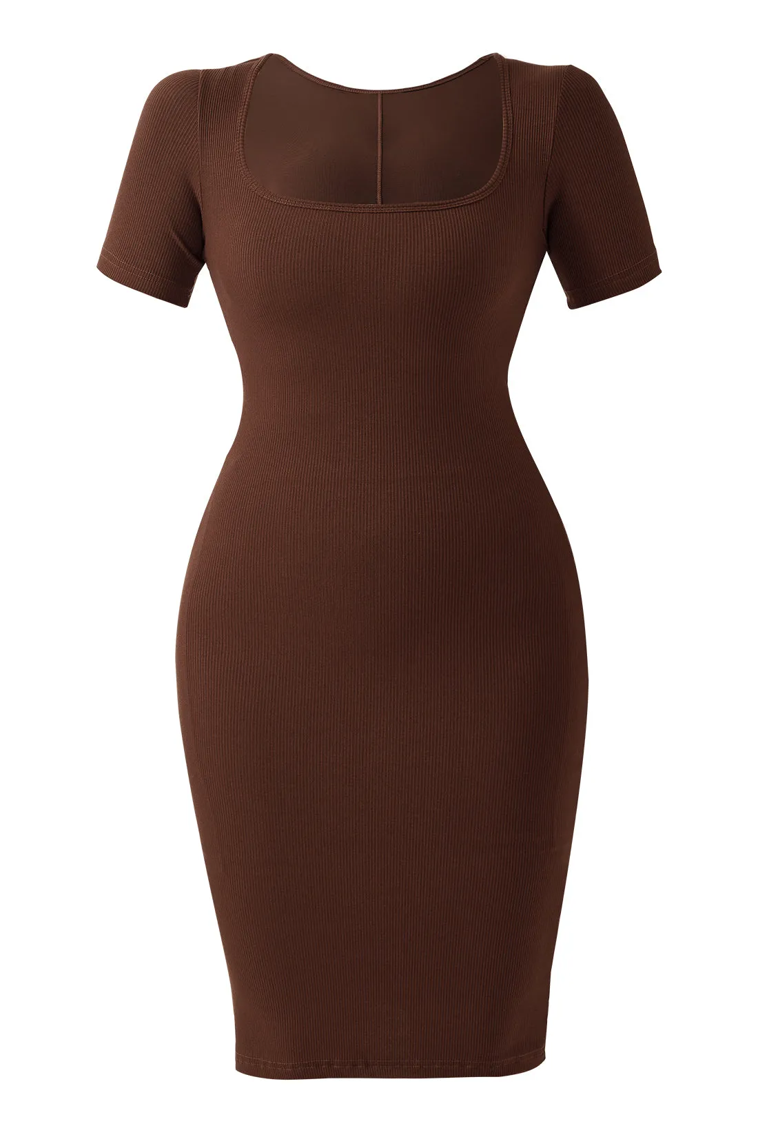 Short Sleeve Midi Dress With Built-In Shapewear sold by MOOSLOVER product image thumbnail 4