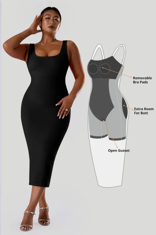 Solid Sleeveless Dress With Built in Shapewear made by MOOSLOVER