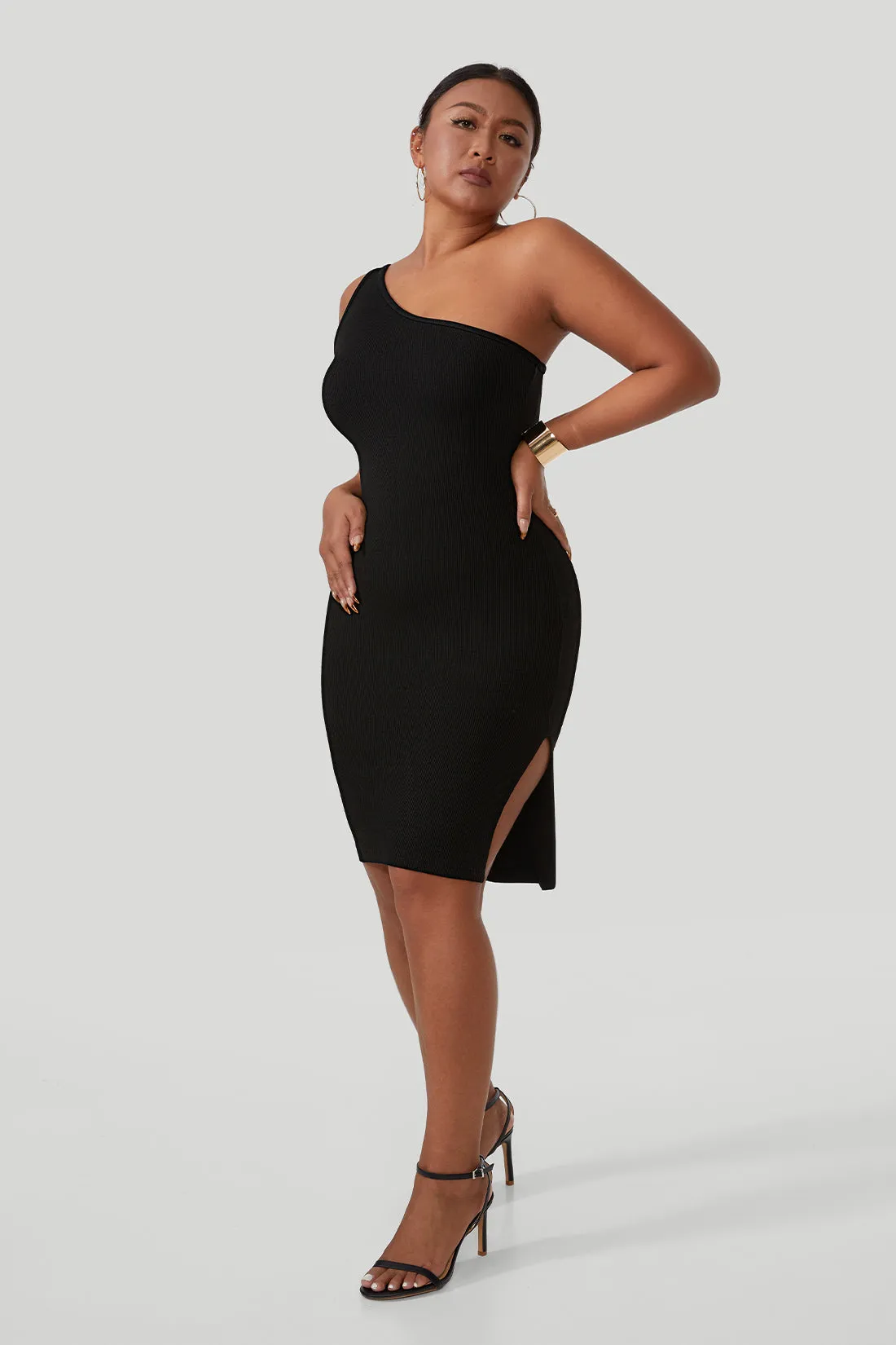 Threaded One Shoulder Mini Dress With Built-In Shapewear sold by MOOSLOVER