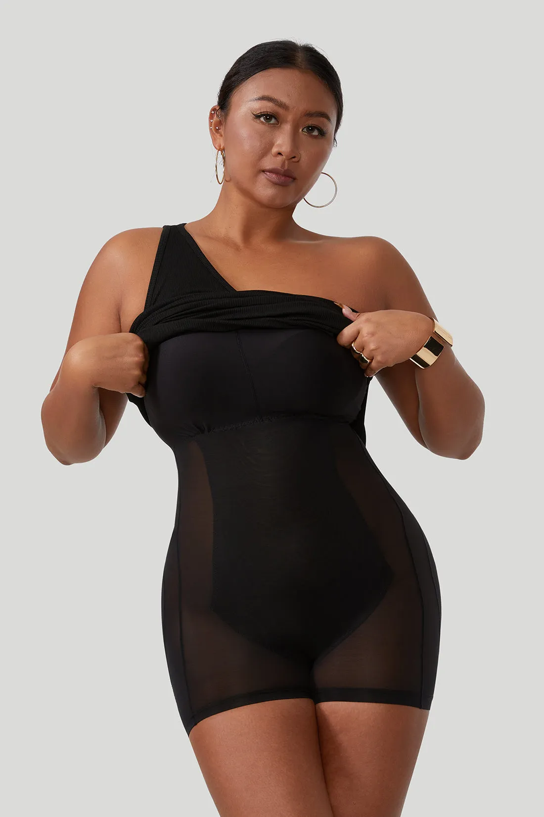 Threaded One Shoulder Mini Dress With Built-In Shapewear sold by MOOSLOVER product image thumbnail 3